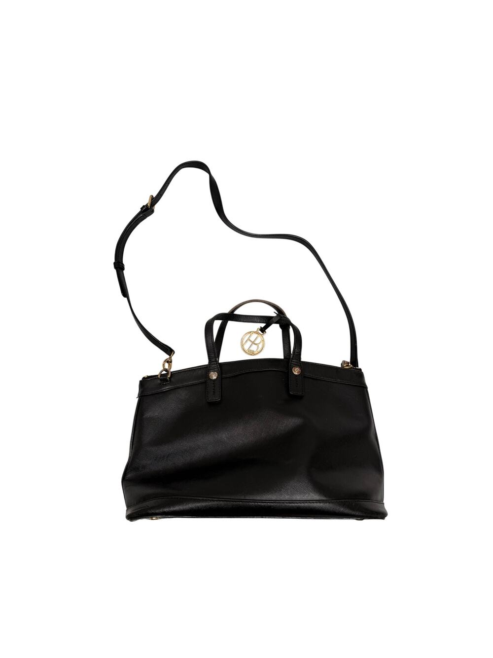 Henri Bendel Saffiano Leather Satchel Handbag Black Vintage AS IS READ